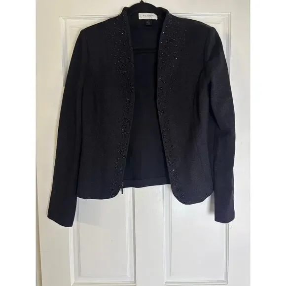 St. John Dress & Jacket Set Sz 6 Black Embellished Knit Evening Outfit - Picture 8 of 16